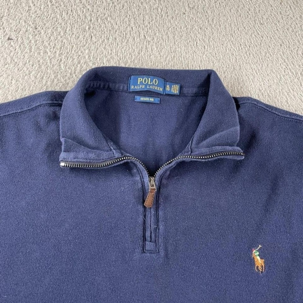 Vintage‎ Polo Ralph Lauren Quarter Zip – Classic Preppy Essentials Navy Blue XL